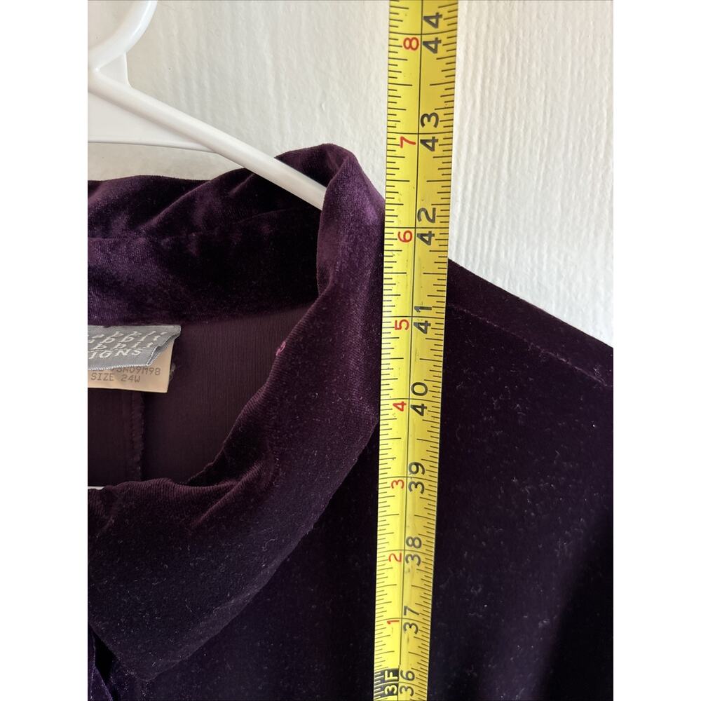 Vintage Rabbit Rabbit Rabbit Designs - Purple Velvet Long Button Down Size 24W - Picture 6 of 7